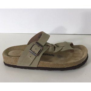 Cushionnaire Size 6.5 Sandals Libby Brown Thong Slip On Buckle Braided Comfort